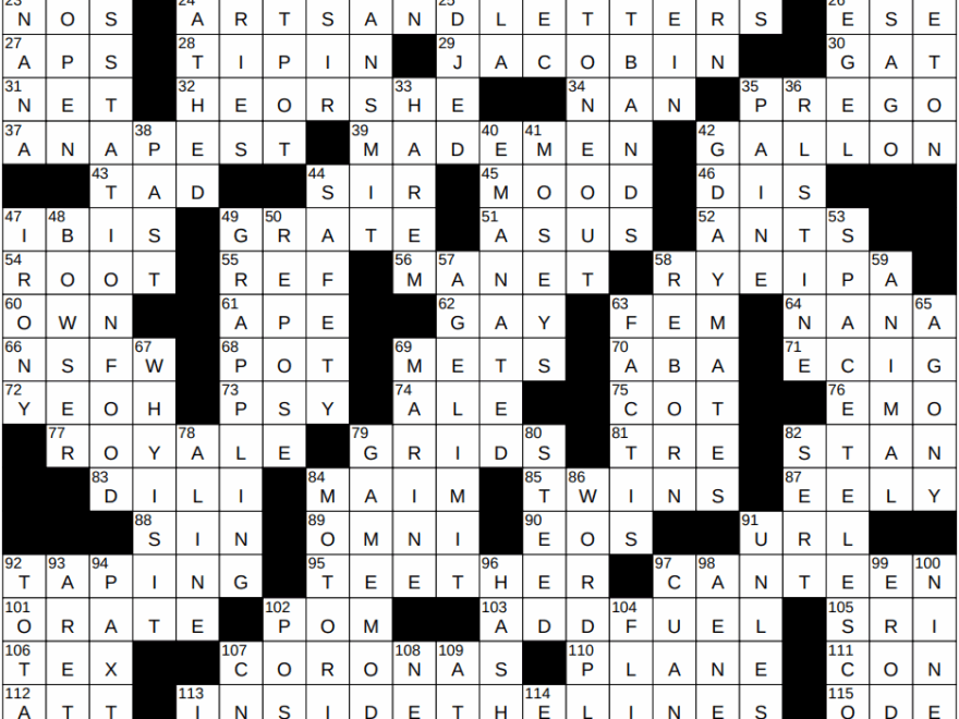 0302 25 NY Times Crossword 2 Mar 25 Sunday NYXCrossword