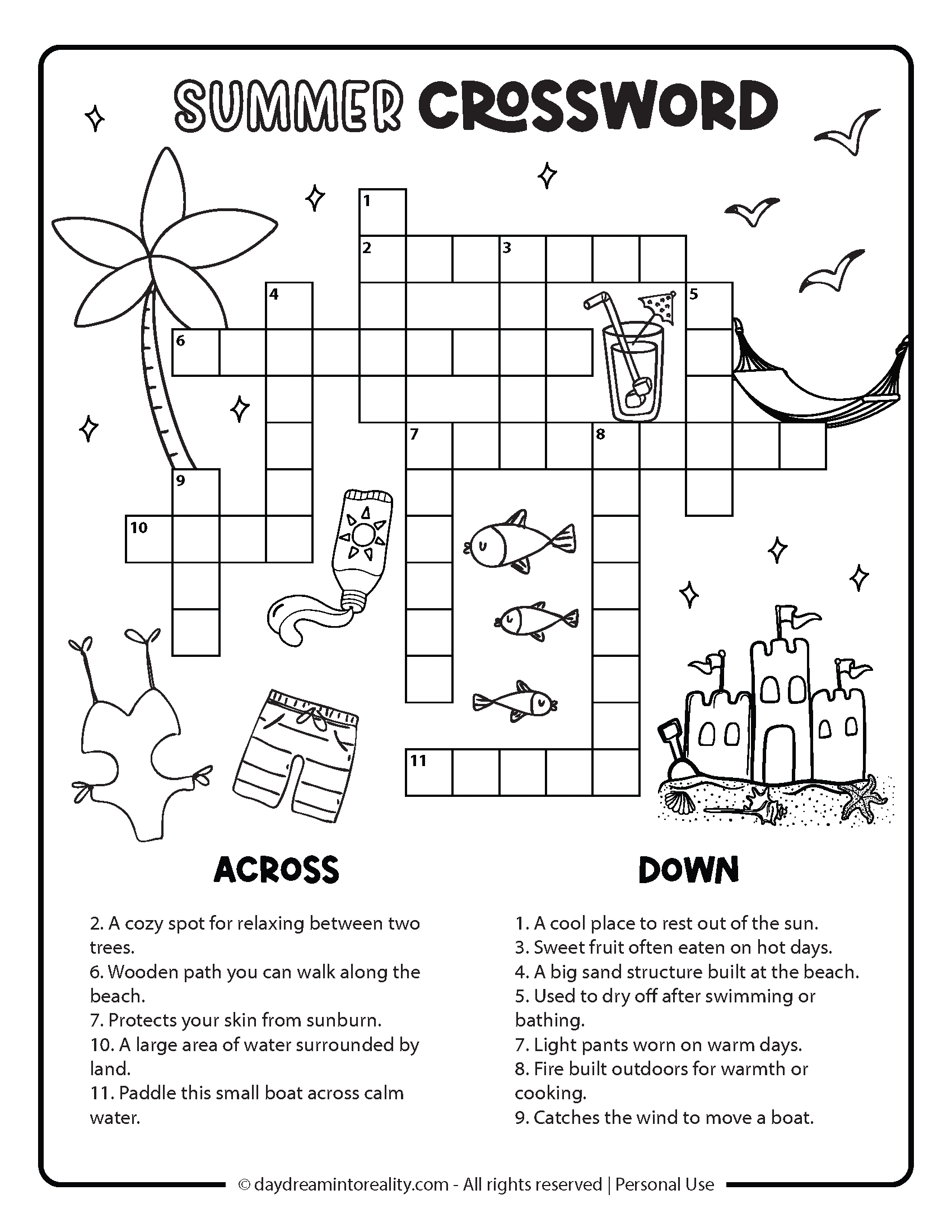 10 Summer Crossword Puzzles Free Printable PDFs From Easy To Advanced Daydream Into Reality 10 Summer Crossword Puzzles Free Printable PDFs From Easy To Advanced Daydream Into Reality
