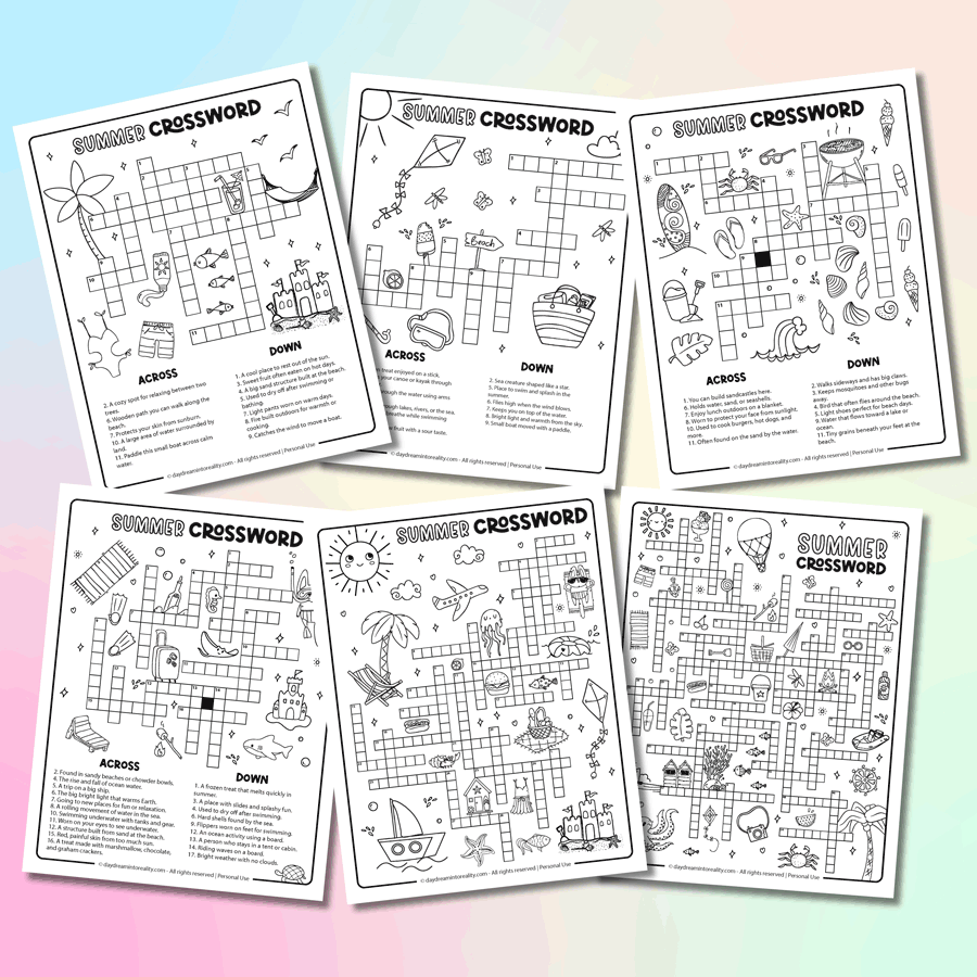 10 Summer Crossword Puzzles Free Printable PDFs From Easy To Advanced Daydream Into Reality 10 Summer Crossword Puzzles Free Printable PDFs From Easy To Advanced Daydream Into Reality