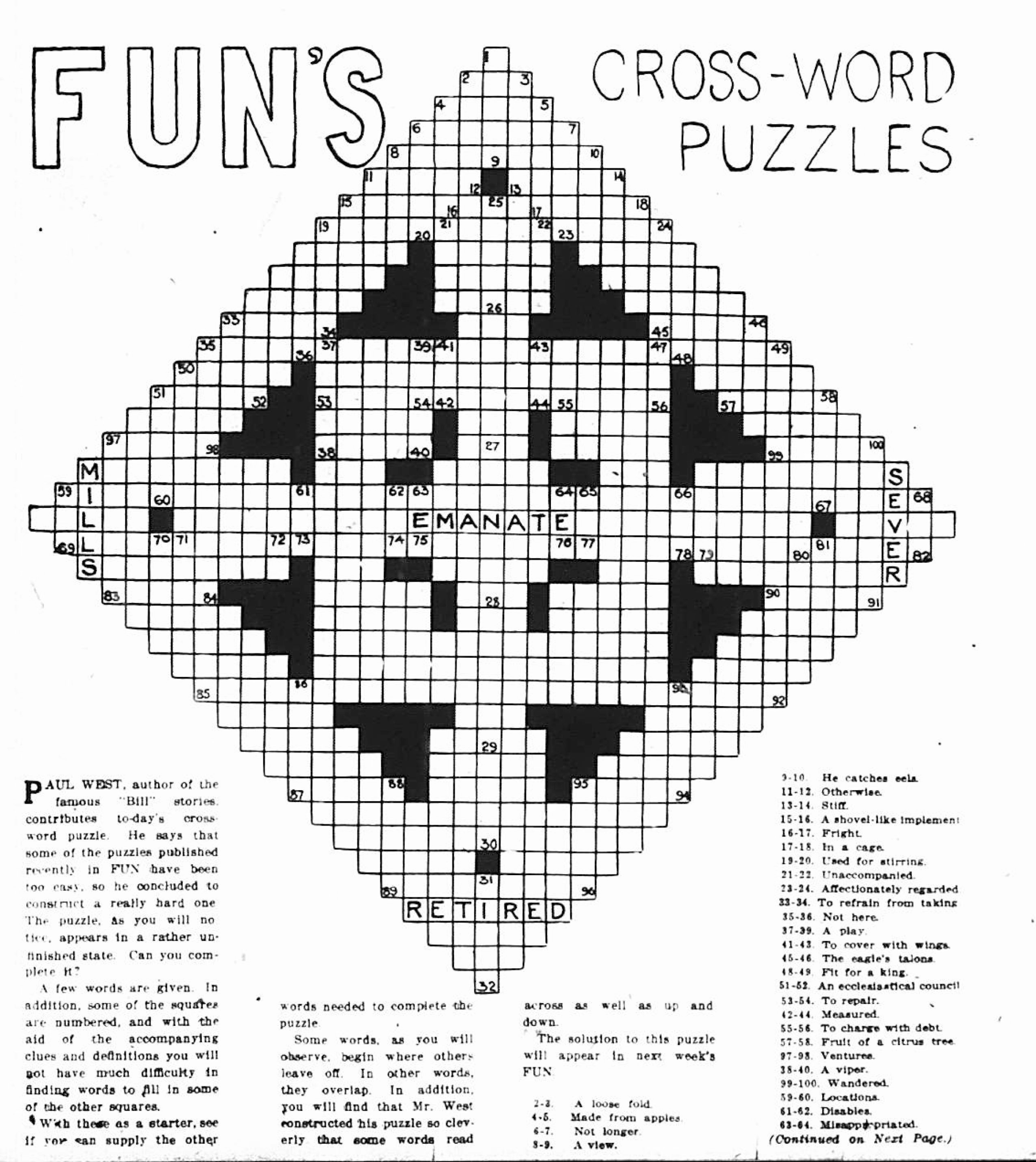 1915 The Year In Crosswords T Campbell s Grid
