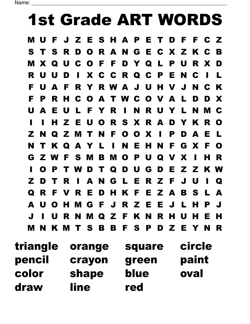 1st Grade ART WORDS Word Search WordMint 1st Grade ART WORDS Word Search WordMint
