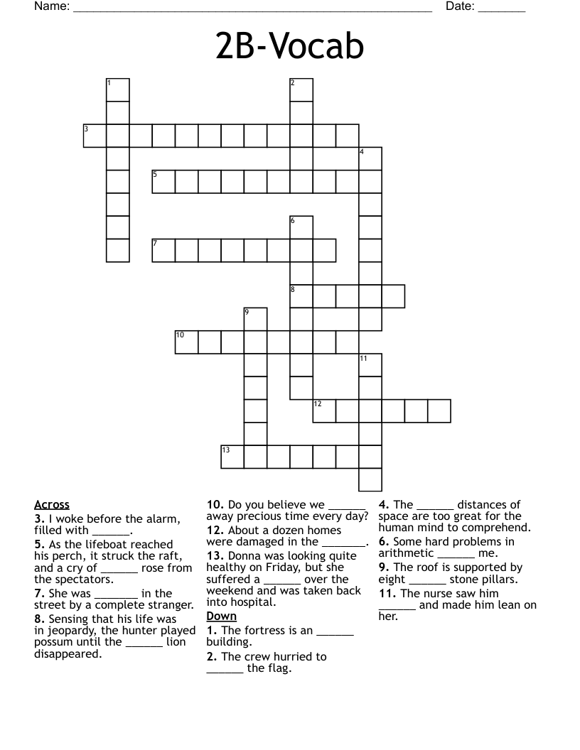 2B Vocab Crossword WordMint 2B Vocab Crossword WordMint