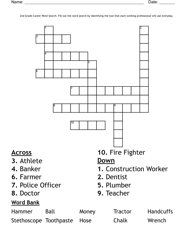 2nd Grade Career Word Search Fill Out The Word Search By Identifying The Tool That Each Working Professional Will Use Everyday Crossword WordMint 2nd Grade Career Word Search Fill Out The Word Search By Identifying The Tool That Each Working Professional Will Use Everyday Crossword WordMint
