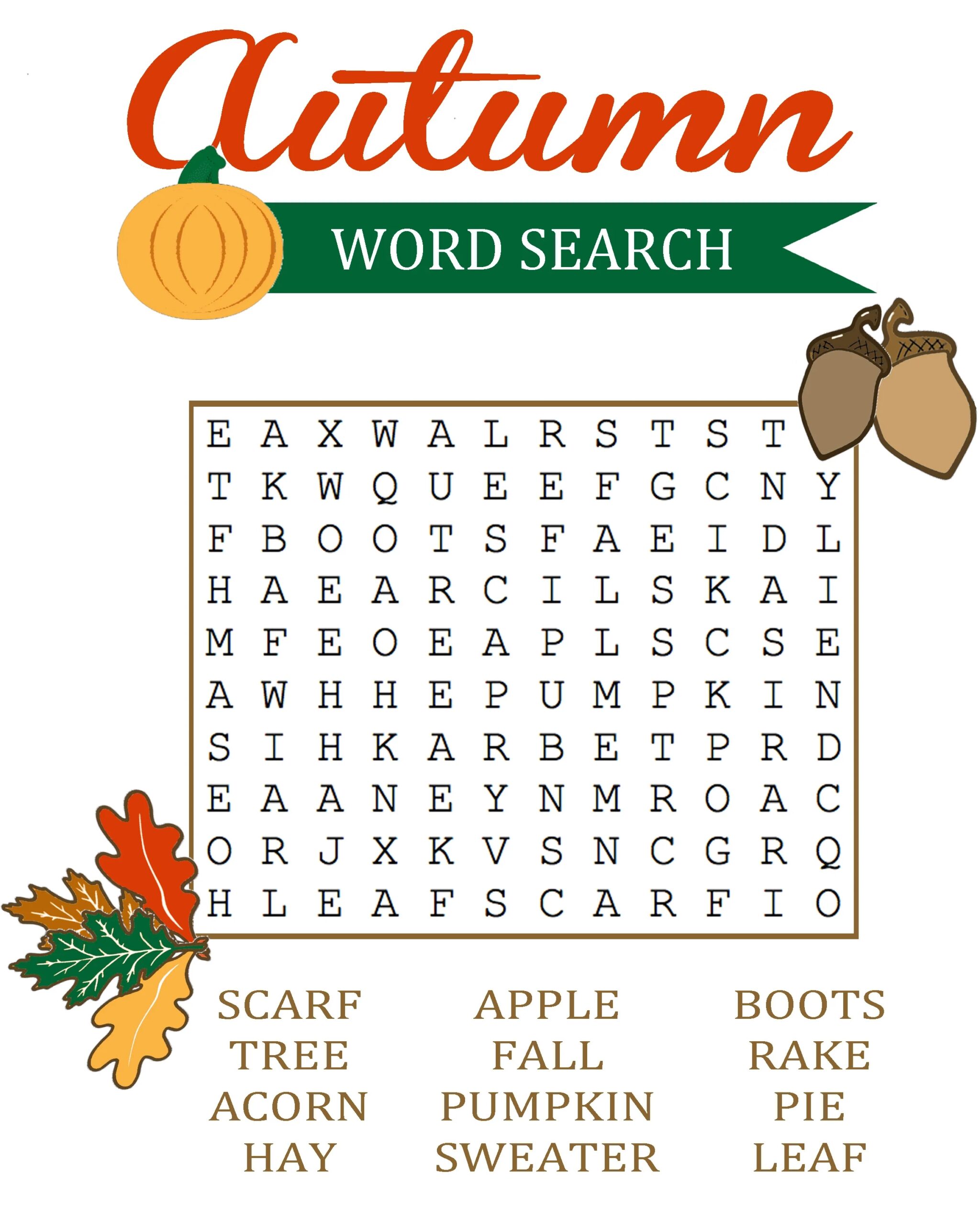 33 Printable Fall Word Search Puzzles 33 Printable Fall Word Search Puzzles