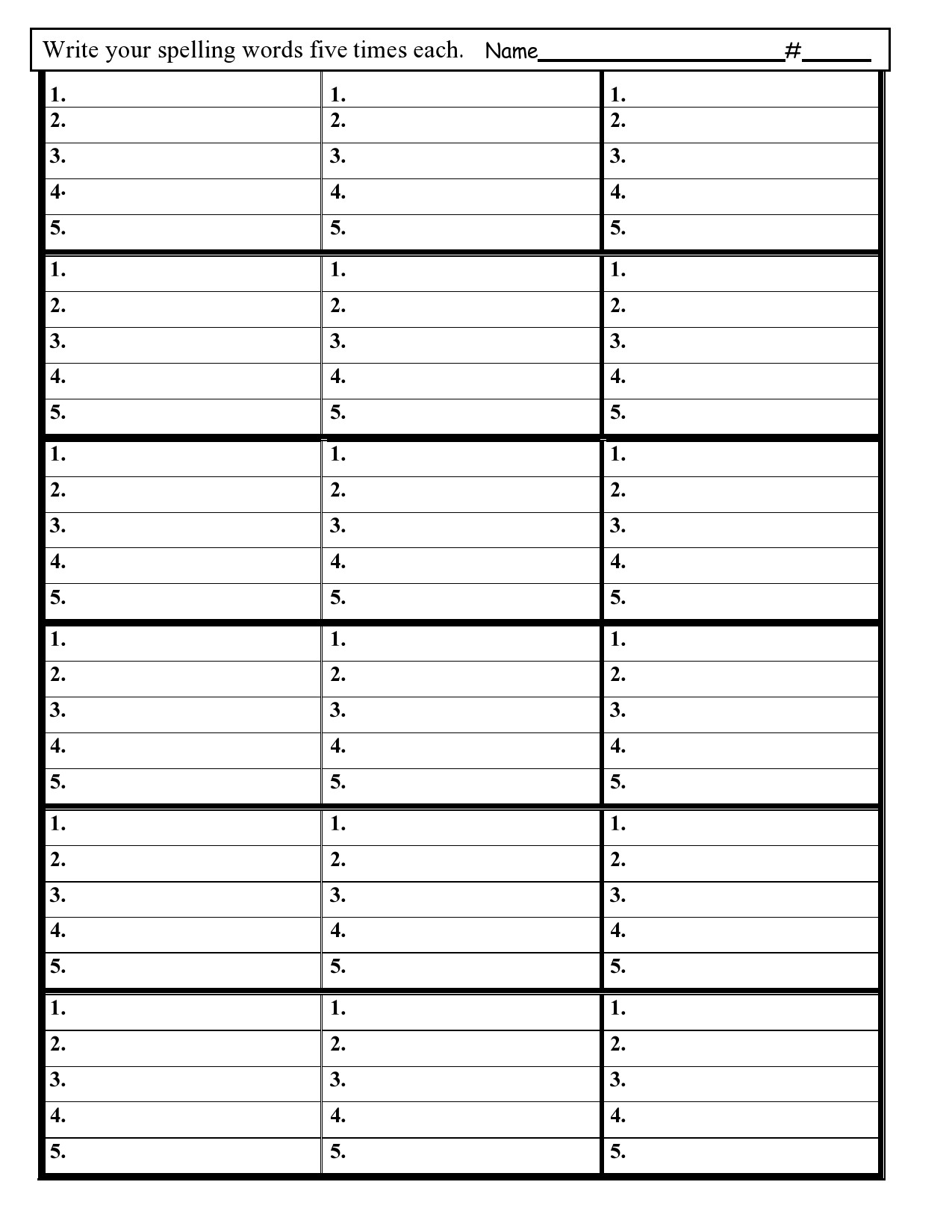 Crossword Spelling List Printable Crossword Spelling List Printable