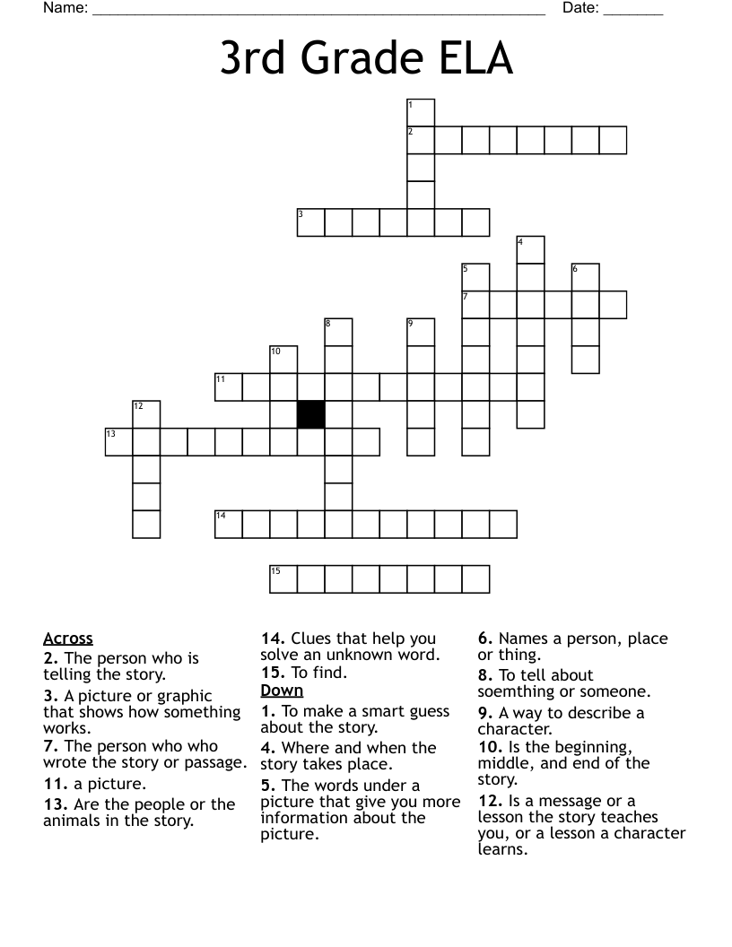 3rd Grade ELA Crossword WordMint 3rd Grade ELA Crossword WordMint