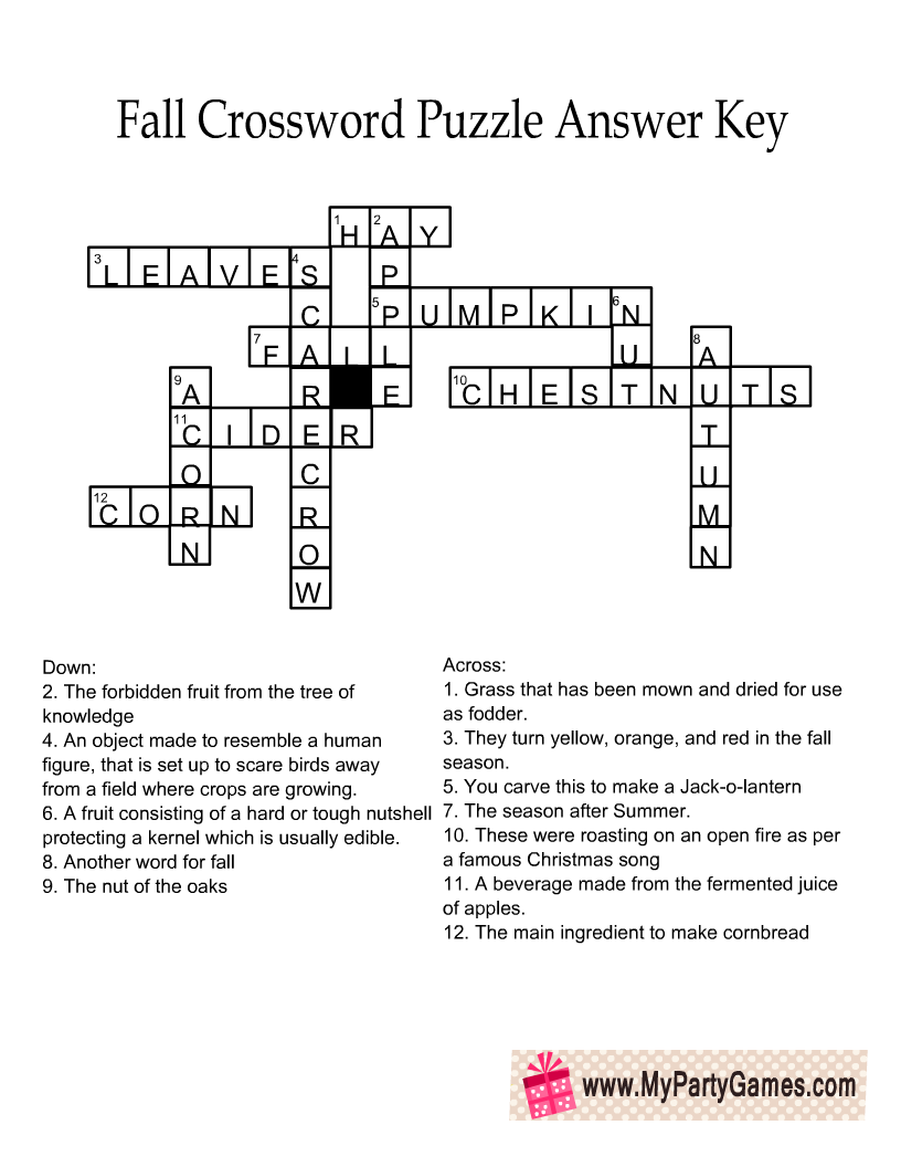 4 Free Printable Fall Crossword Puzzles 4 Free Printable Fall Crossword Puzzles