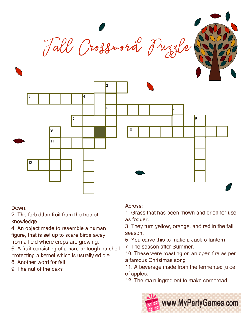 4 Free Printable Fall Crossword Puzzles 4 Free Printable Fall Crossword Puzzles