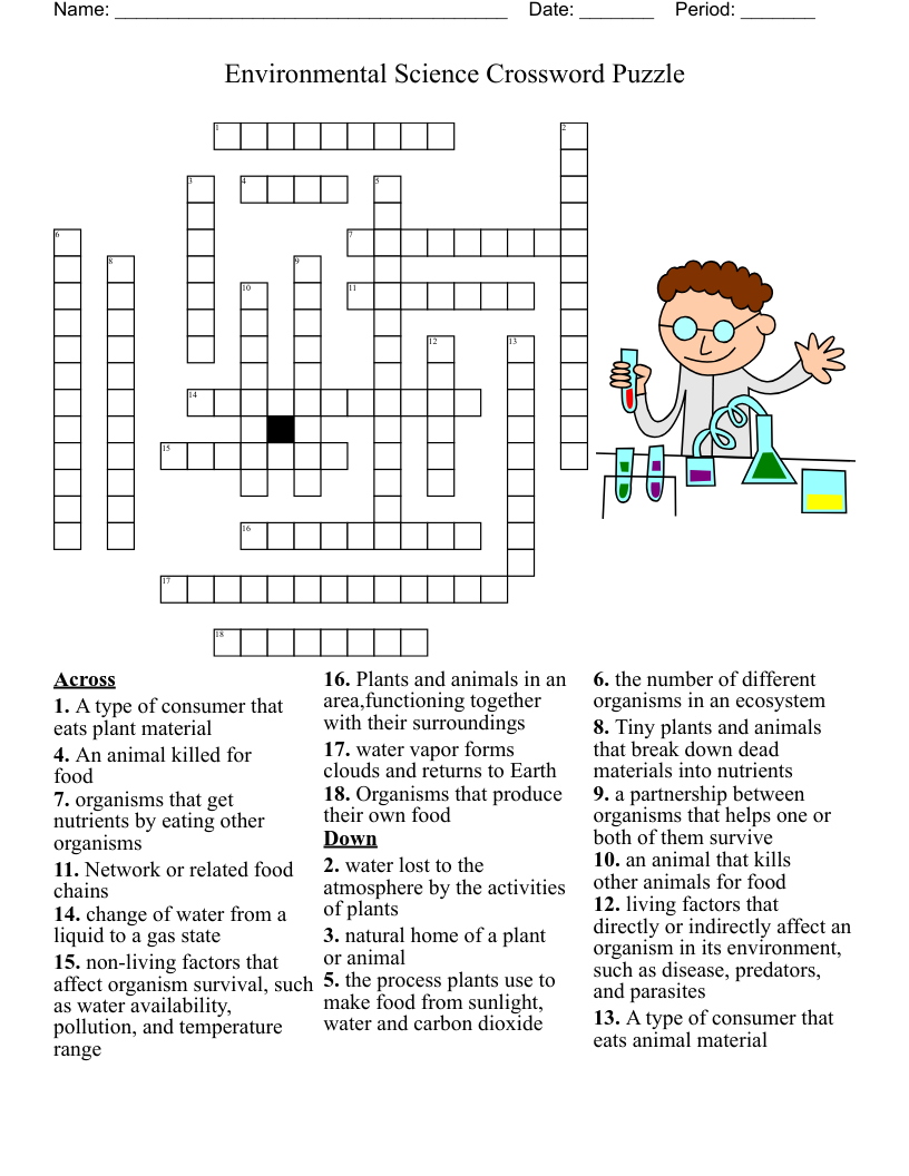 4th Grade Science Crossword WordMint