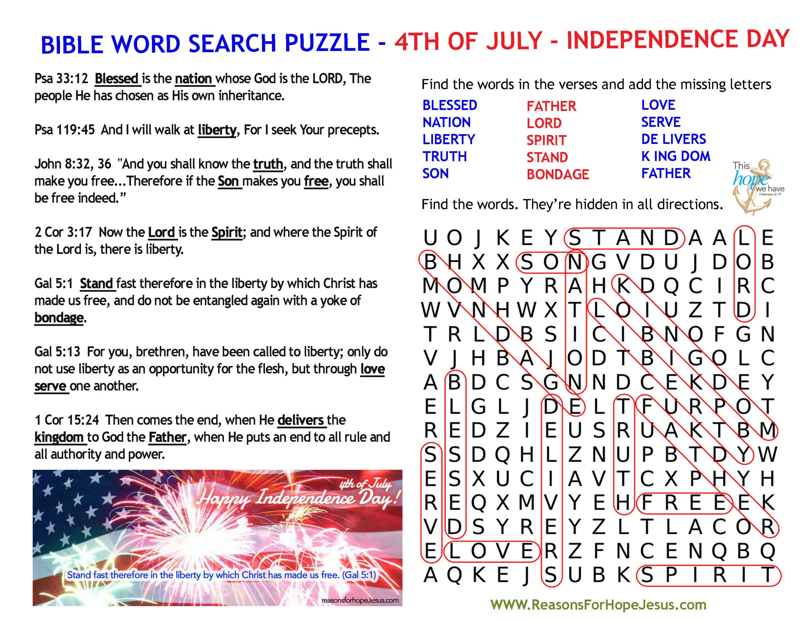 4th Of July Word Search Puzzle Reasons For Hope Jesus 4th Of July Word Search Puzzle Reasons For Hope Jesus