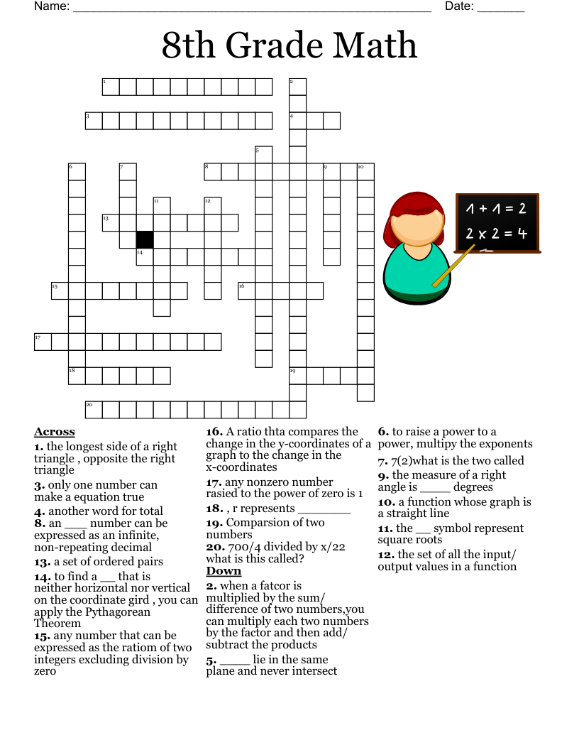 6th Grade Accelerated Math Crossword Puzzle WordMint 6th Grade Accelerated Math Crossword Puzzle WordMint