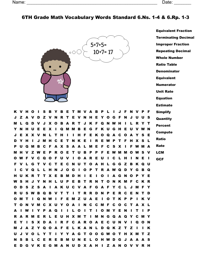 6th Grade Math Crossword Puzzles Printable 6th Grade Math Crossword Puzzles Printable