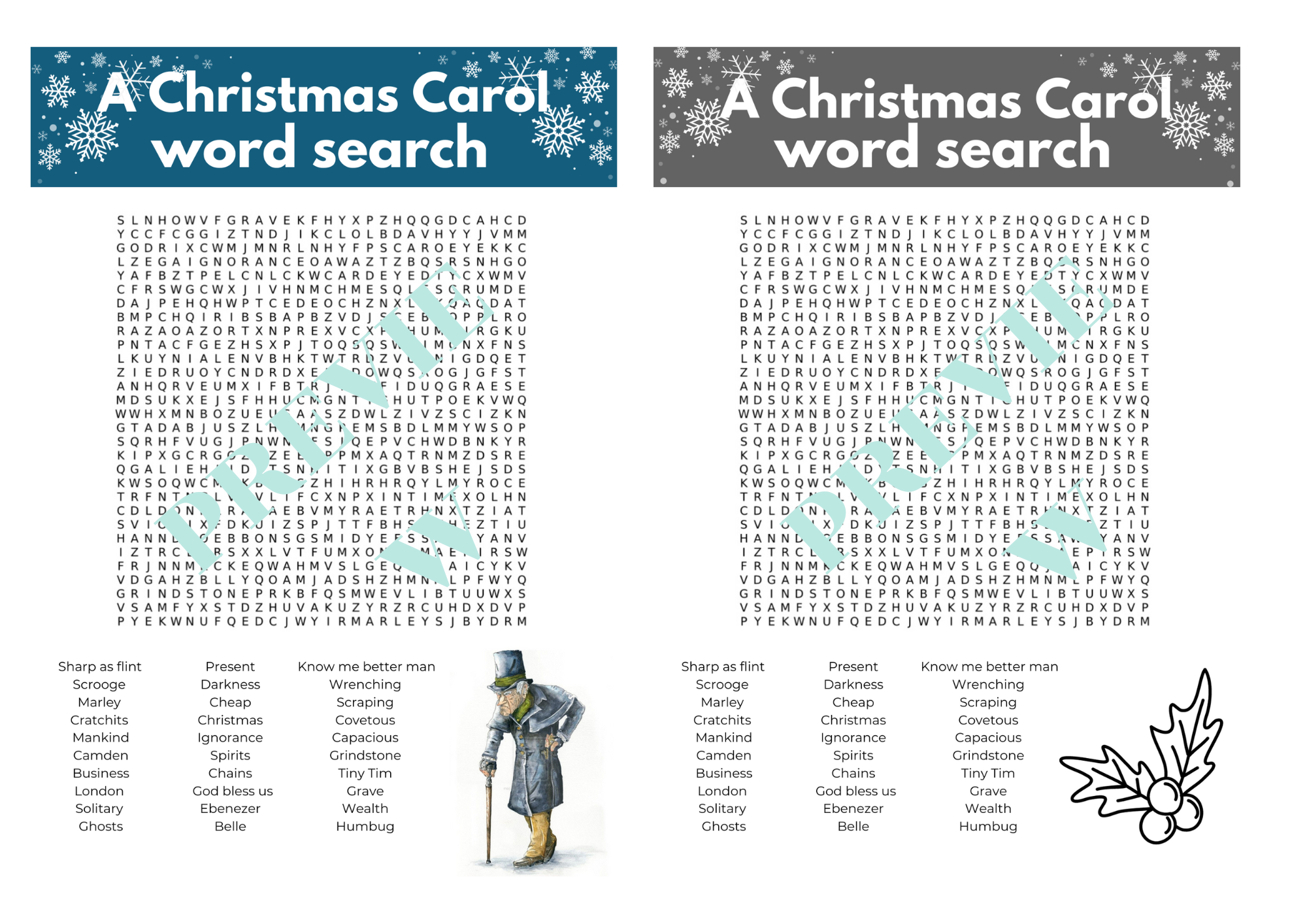 A Christmas Carol Word Search Teaching Resources A Christmas Carol Word Search Teaching Resources
