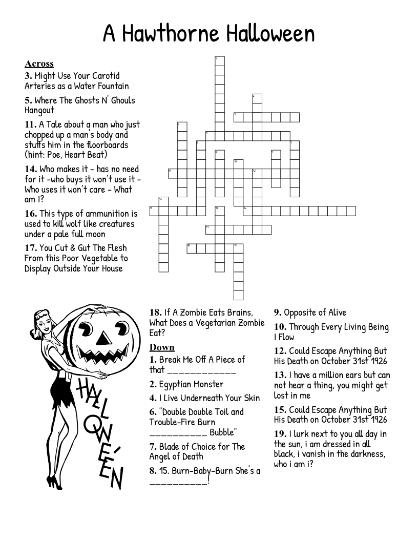 A Hawthorne Halloween Crossword WordMint