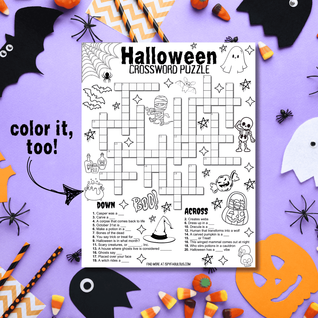 A Kid Friendly Halloween Crossword Puzzle I Spy Fabulous A Kid Friendly Halloween Crossword Puzzle I Spy Fabulous