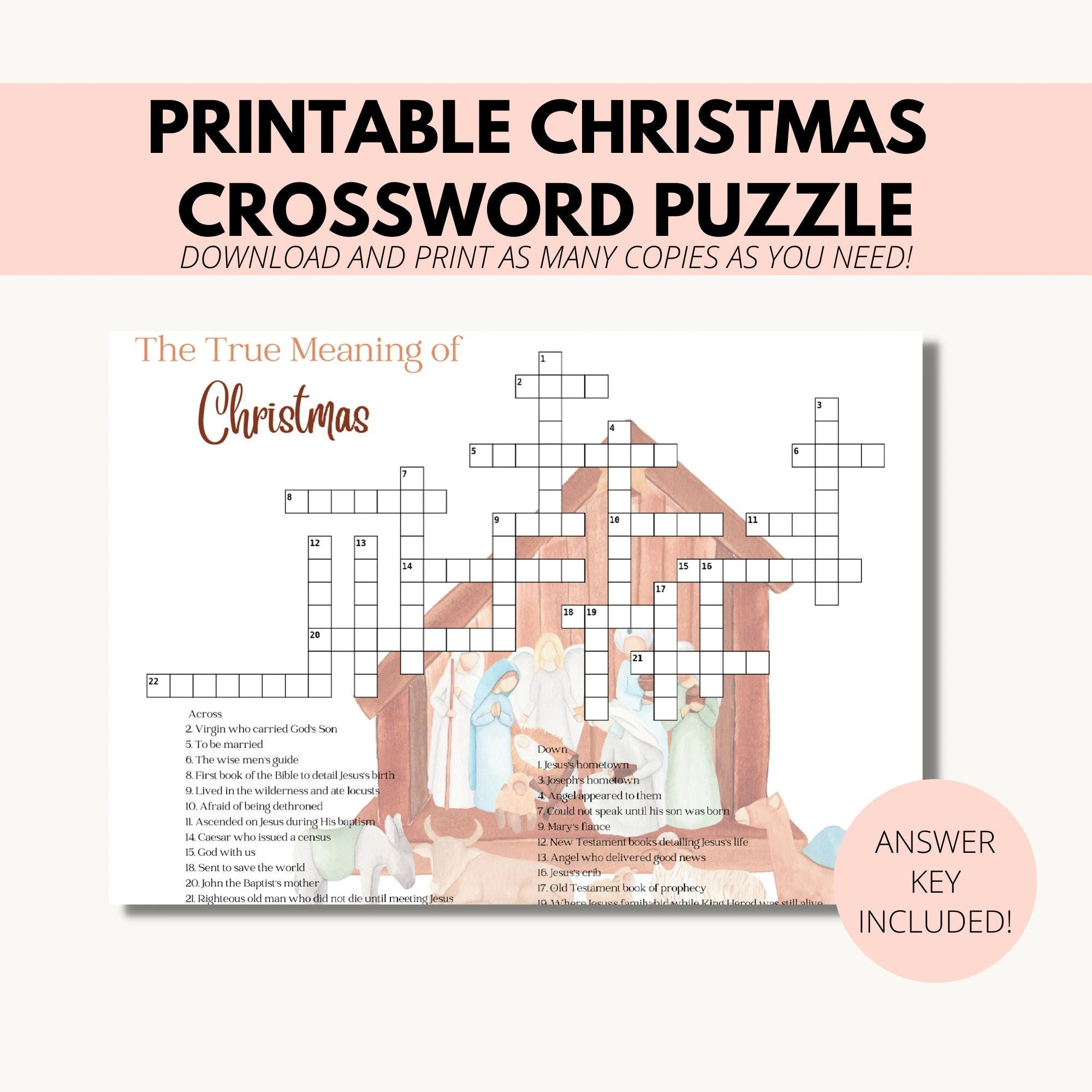Adult Christmas Religious Crossword Puzzles Etsy Adult Christmas Religious Crossword Puzzles Etsy