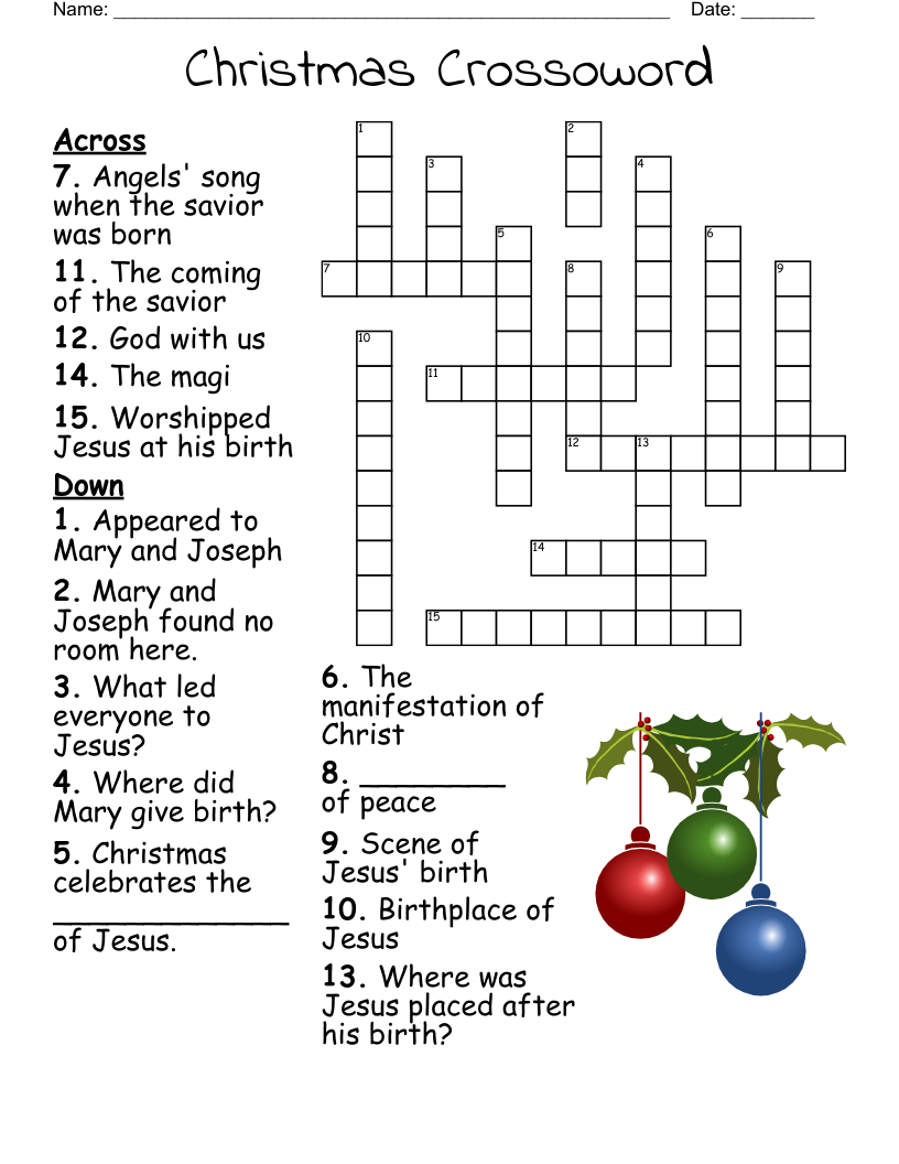 Advent Christmas Crossword WordMint Advent Christmas Crossword WordMint