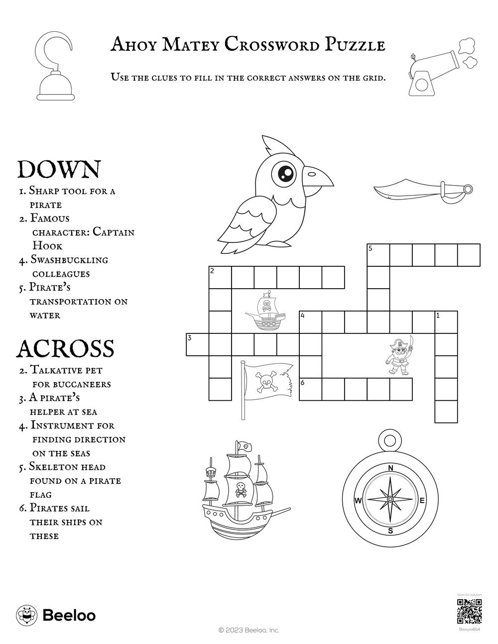 Ahoy Matey Crossword Puzzle Beeloo Printable Crafts And Activities For Kids Ahoy Matey Crossword Puzzle Beeloo Printable Crafts And Activities For Kids