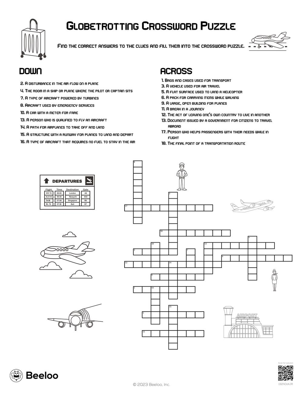 Airport themed Crossword Puzzles Beeloo Printable Crafts And Activities For Kids Airport themed Crossword Puzzles Beeloo Printable Crafts And Activities For Kids