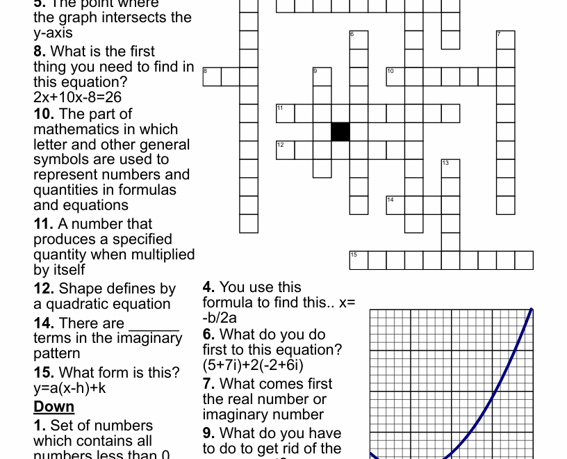 Algebra 2 Crossword Puzzle WordMint