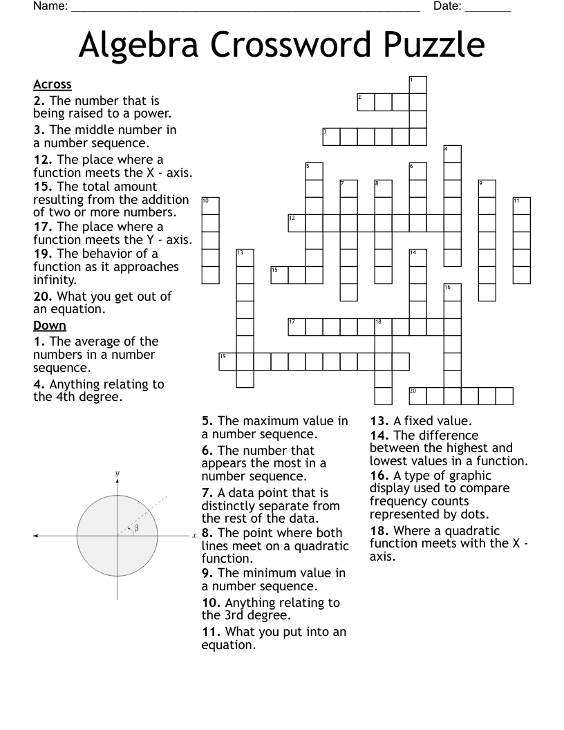 Algebra Crossword Puzzle WordMint Algebra Crossword Puzzle WordMint