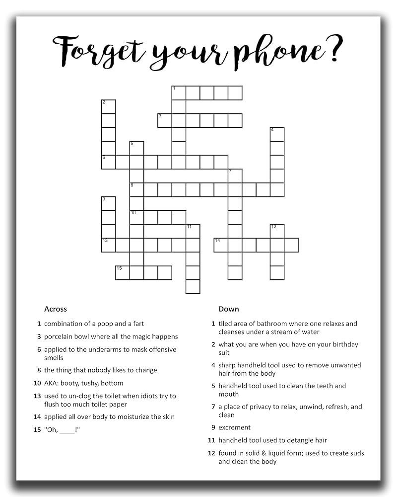 Bathroom Crossword Printable Free Bathroom Crossword Printable Free