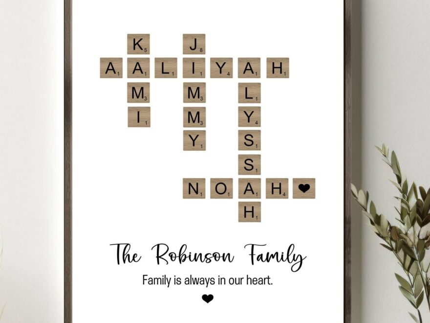 Amazon Personalized Family Crossword Scrabble Poster Canvas With Name Custom Family Scrabble Print Scrabble Picture With Names Last Name Sign Name Crosswords Puzzle Art Family Gifts Christmas Gifts Posters Prints