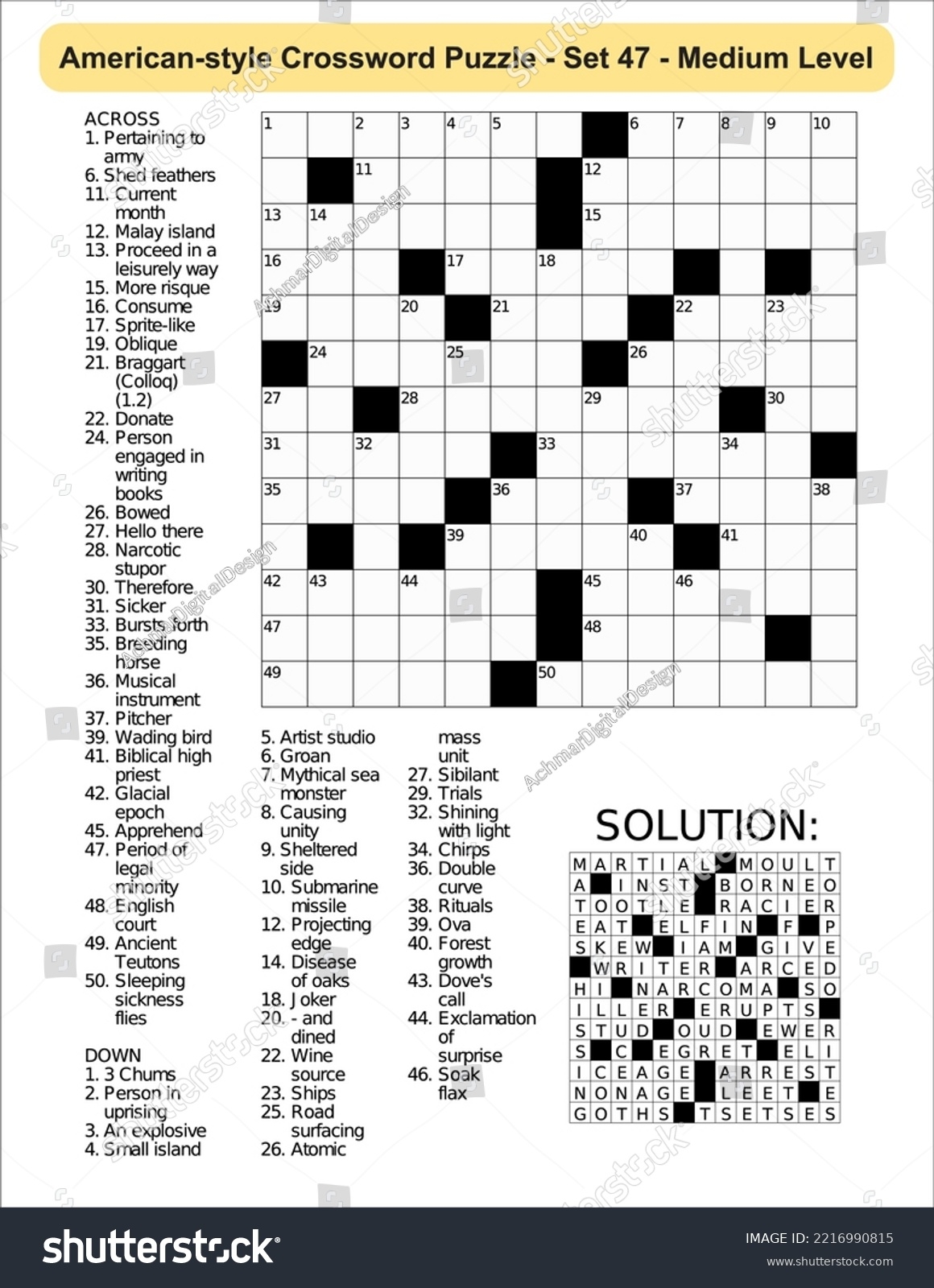 American style Crossword Puzzle Game 13 X Stock Vector Royalty Free 2216990815 Shutterstock