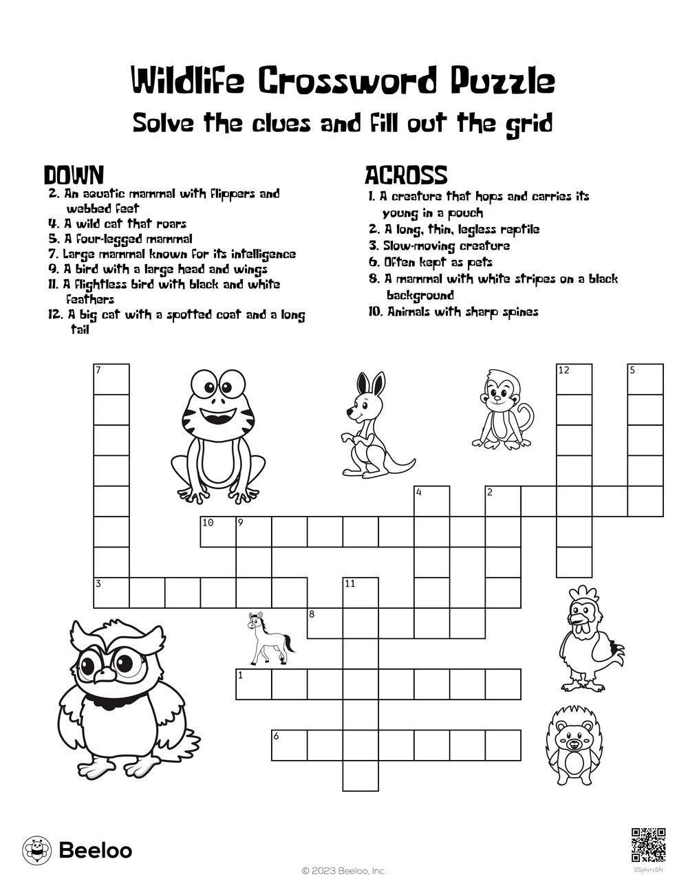 Animal themed Crossword Puzzles Beeloo Printable Crafts And Activities For Kids Animal themed Crossword Puzzles Beeloo Printable Crafts And Activities For Kids