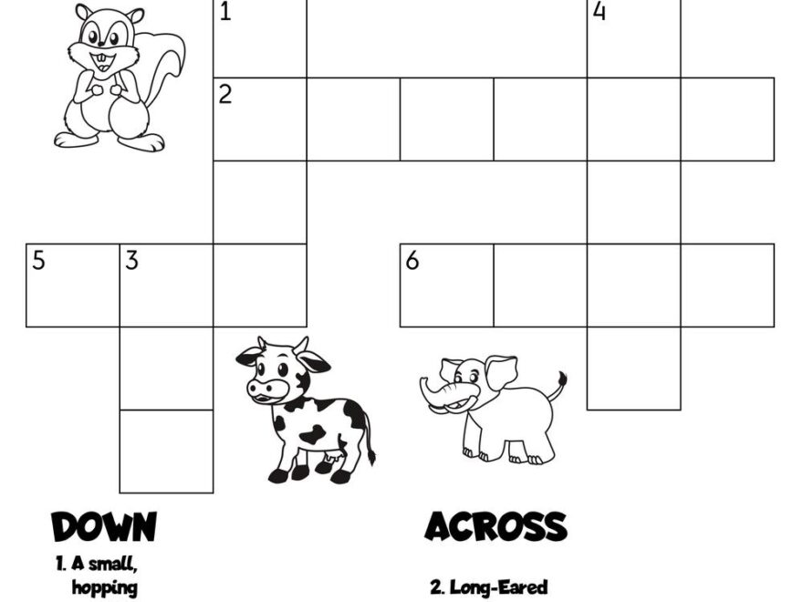 Animal themed Crossword Puzzles Beeloo Printable Crafts And Activities For Kids