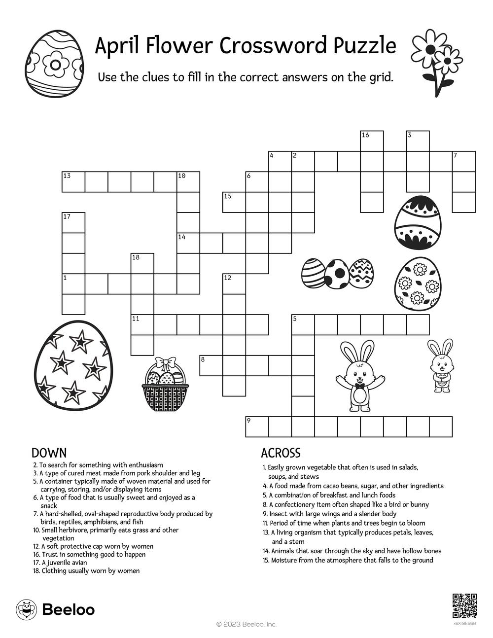 April Flower Crossword Puzzle Beeloo Printable Crafts And Activities For Kids April Flower Crossword Puzzle Beeloo Printable Crafts And Activities For Kids