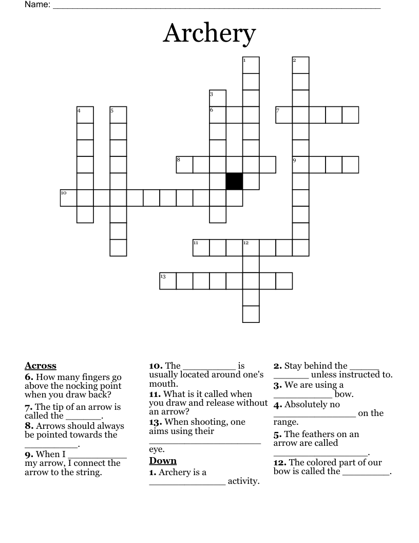 Archery Crossword WordMint Archery Crossword WordMint