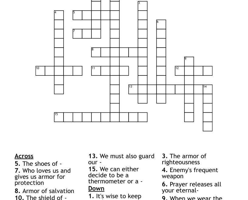 Armor Of God Crossword WordMint