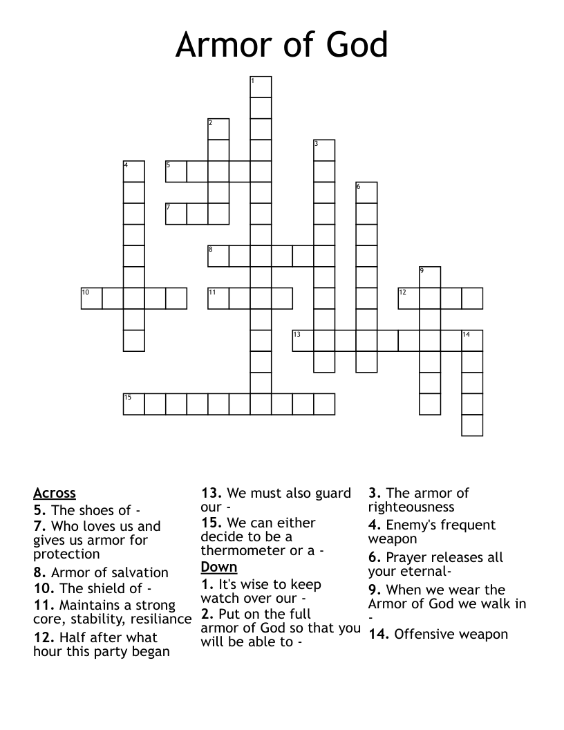 Armor Of God Crossword WordMint Armor Of God Crossword WordMint