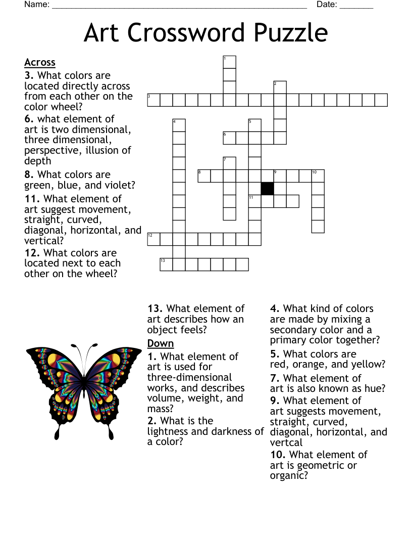 Art Crossword Puzzle WordMint