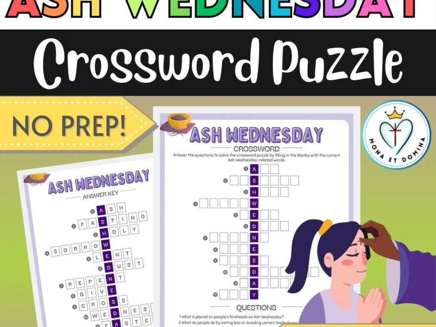 Ash Wednesday Lenten Season Activity Lent Activity Crossword Puzzle No Prep Catholic Activity Printable Worksheet Literacy Digital Download Etsy