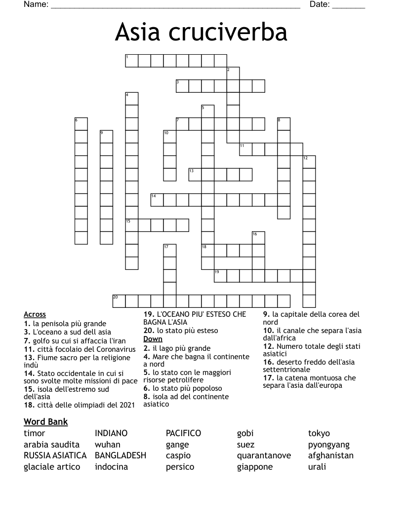 Asia Cruciverba Crossword WordMint Asia Cruciverba Crossword WordMint