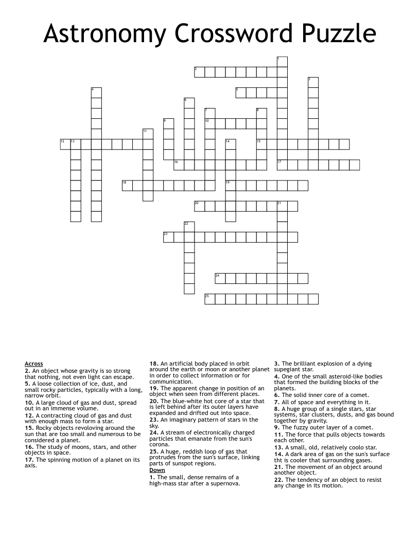 Astronomy Crossword Puzzle WordMint Astronomy Crossword Puzzle WordMint