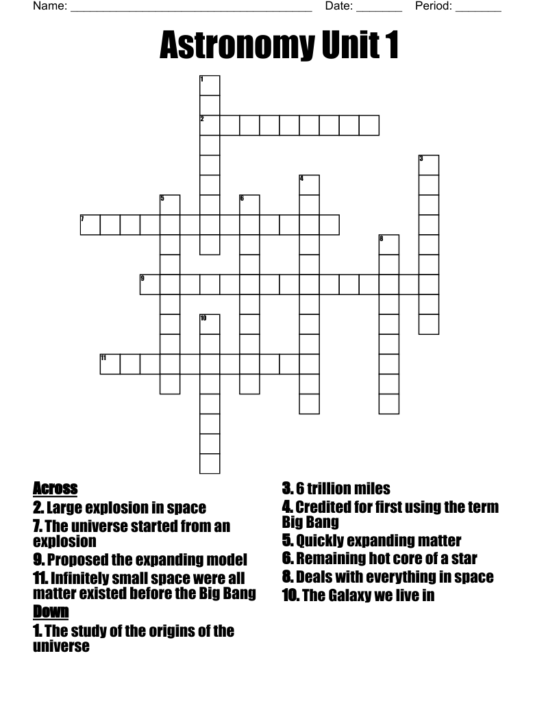 Astronomy Unit 1 Crossword WordMint Astronomy Unit 1 Crossword WordMint