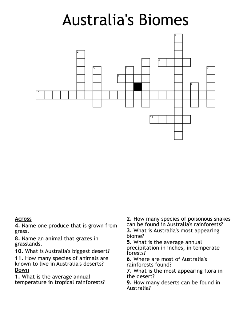 Biome Crossword Puzzle Free Printable