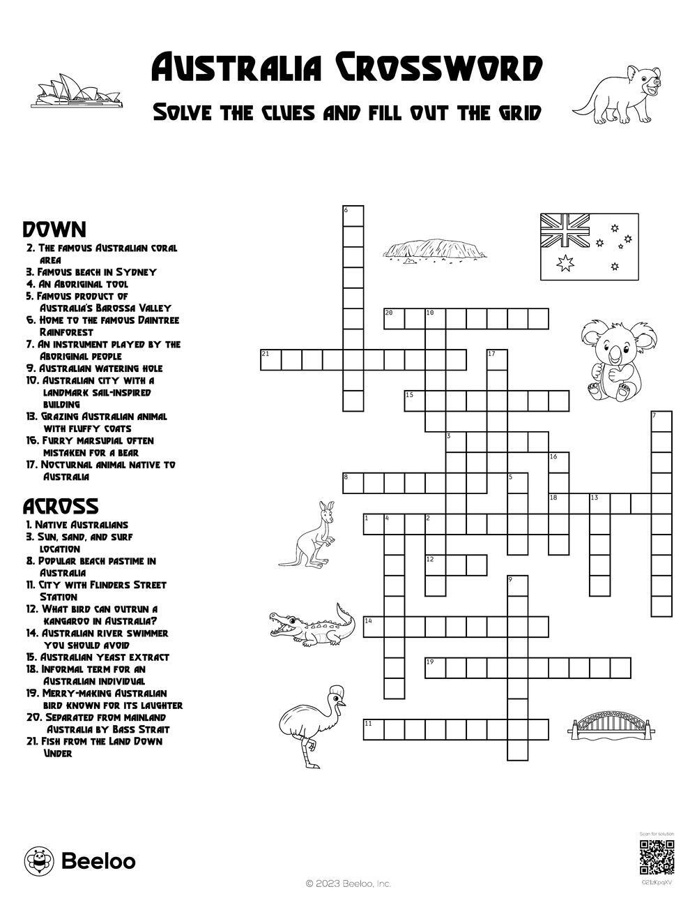 Australia themed Crossword Puzzles Beeloo Printable Crafts And Activities For Kids Australia themed Crossword Puzzles Beeloo Printable Crafts And Activities For Kids
