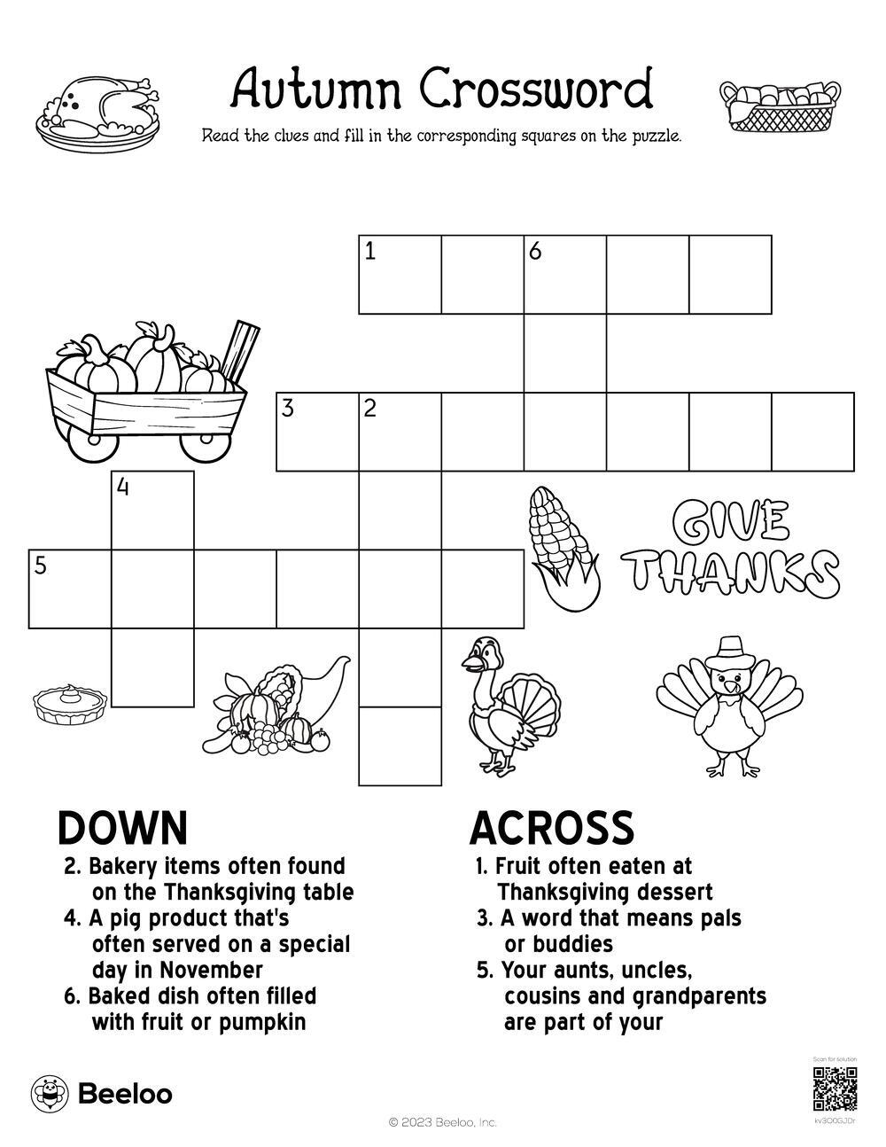 Easy Fall Crossword Puzzles Printable Easy Fall Crossword Puzzles Printable