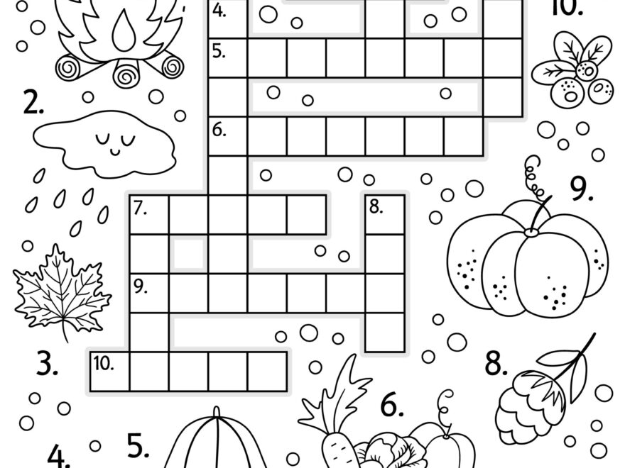 Autumn Crossword Puzzle For Kids
