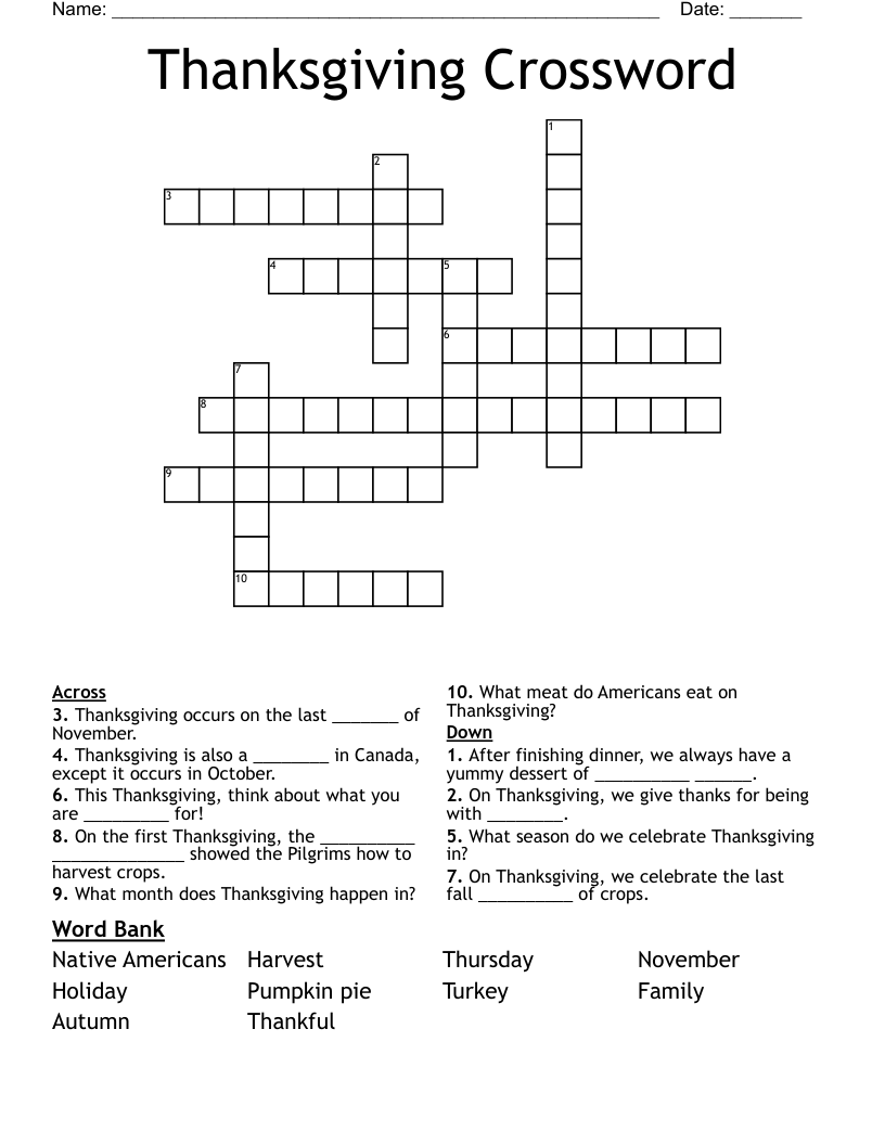 Autumn Crossword Puzzle WordMint Autumn Crossword Puzzle WordMint