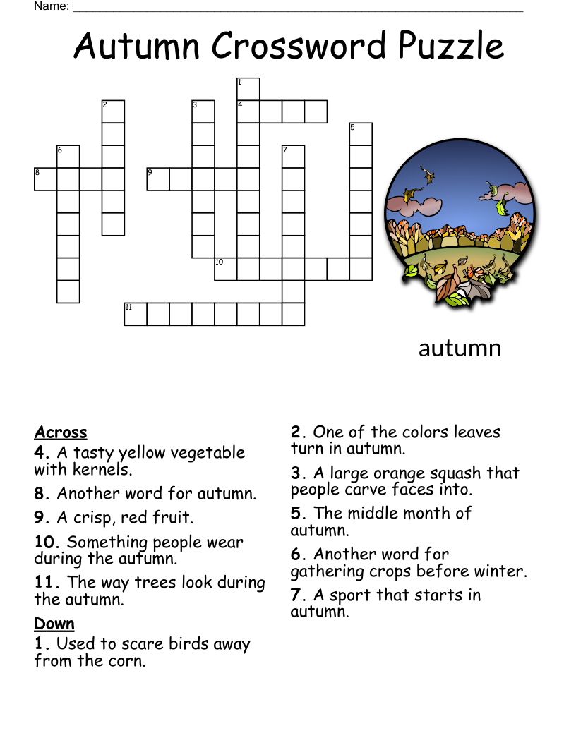 Autumn Crossword Puzzle WordMint Autumn Crossword Puzzle WordMint