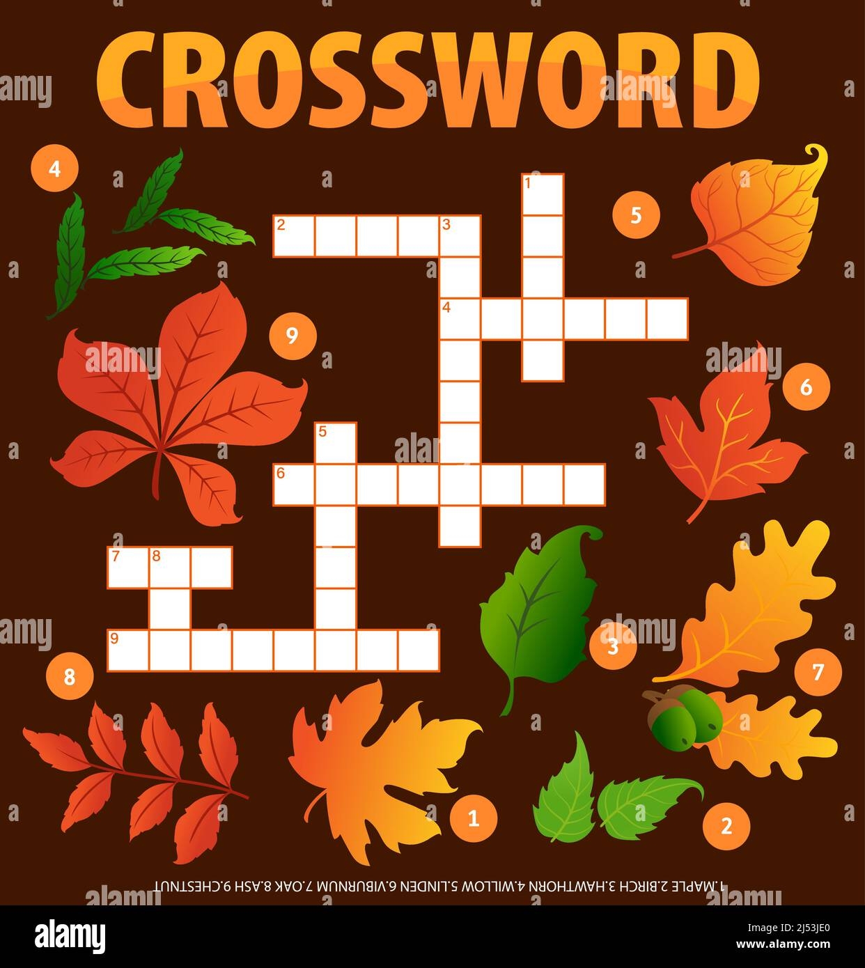 Autumn Leaves And Acorns Crossword Puzzle Worksheet Word Quiz Vector Game Find Maple Birch Hawthorn And Autumn Leaves And Acorns Crossword Puzzle Worksheet Word Quiz Vector Game Find Maple Birch Hawthorn And