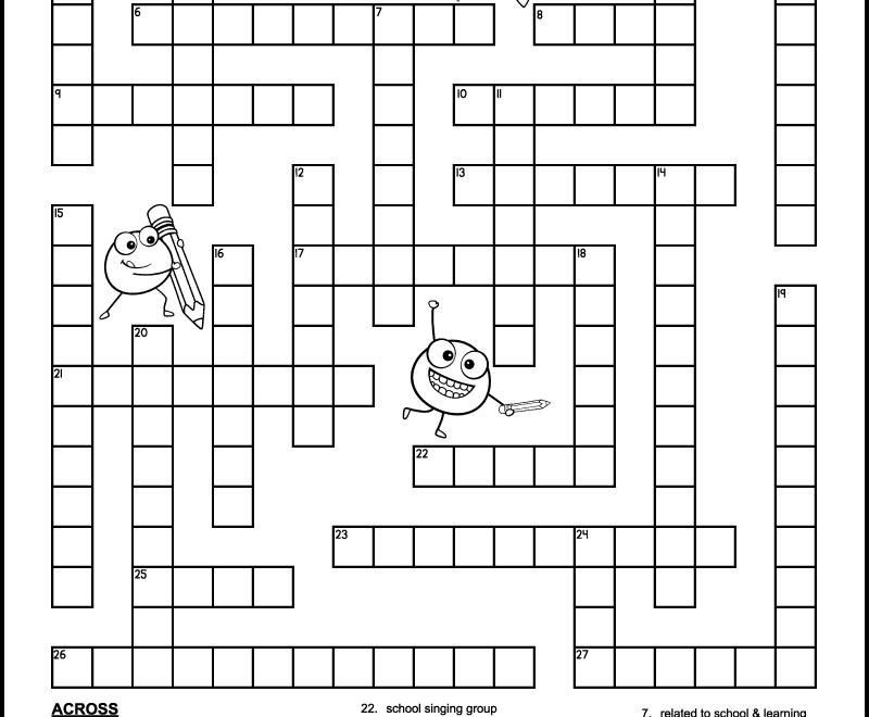 Back To School Crossword Middle School Tree Valley Academy