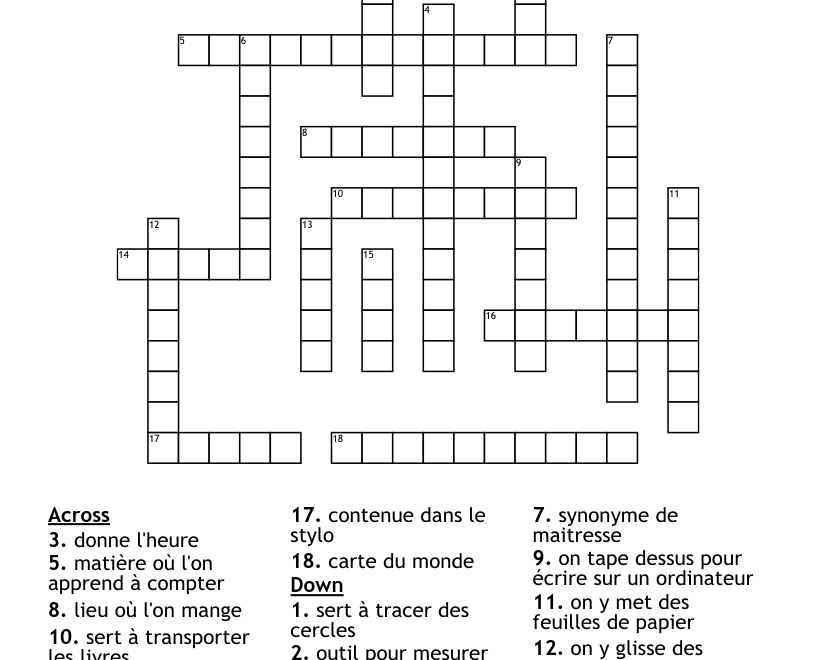 Back To School Crossword WordMint