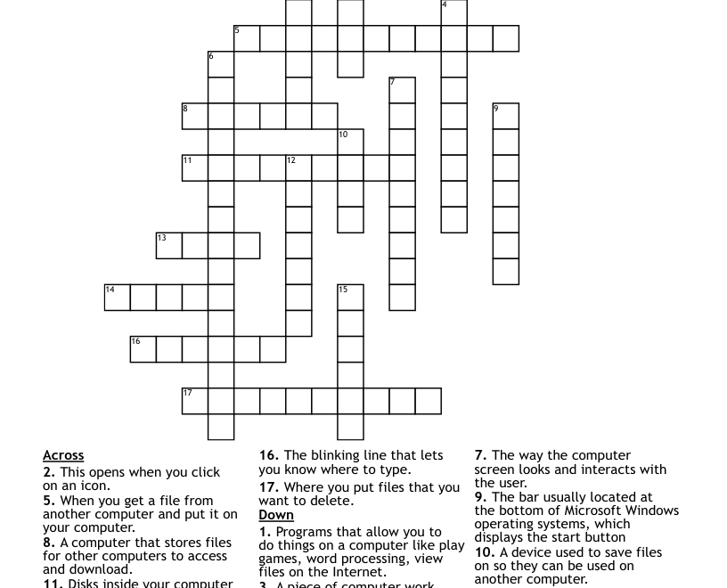 Basic Computer Terms Crossword WordMint