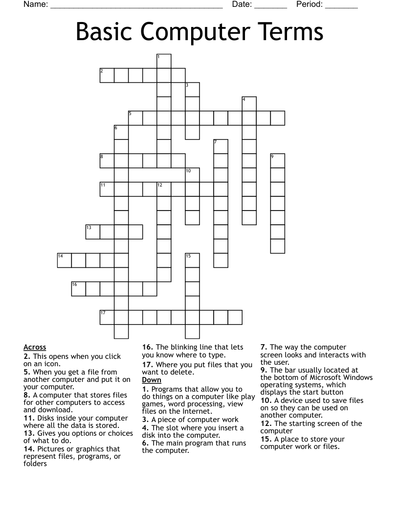 Basic Computer Terms Crossword WordMint Basic Computer Terms Crossword WordMint